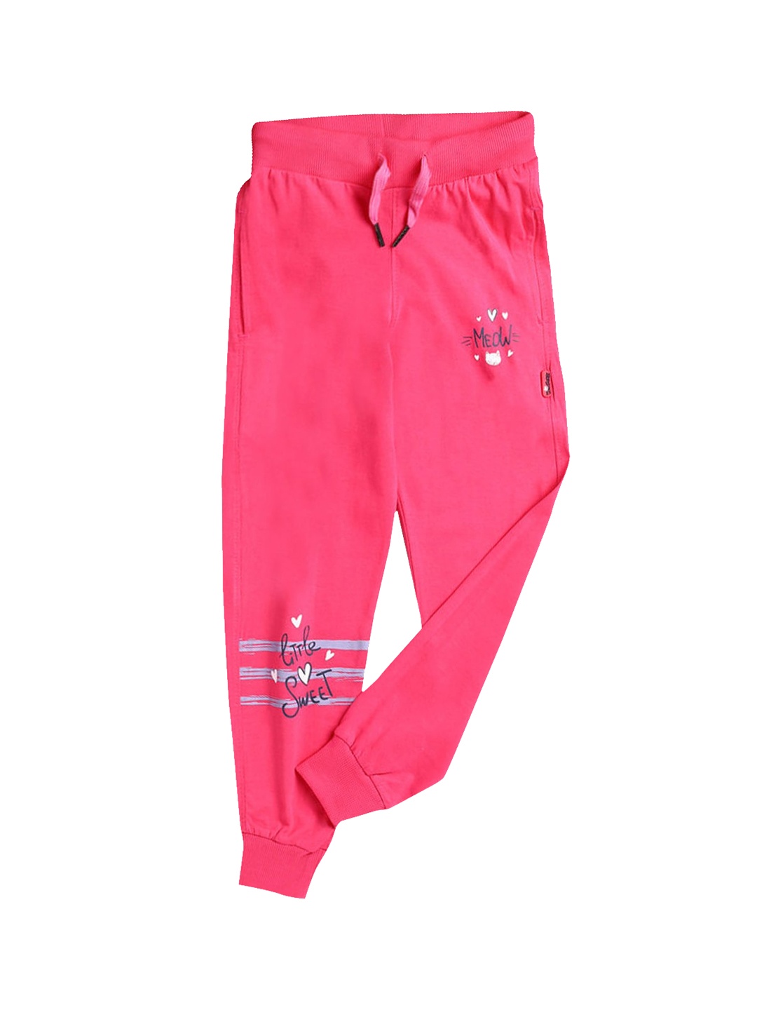 

Hopscotch Girls Pink Typography Printed Pure Cotton Joggers