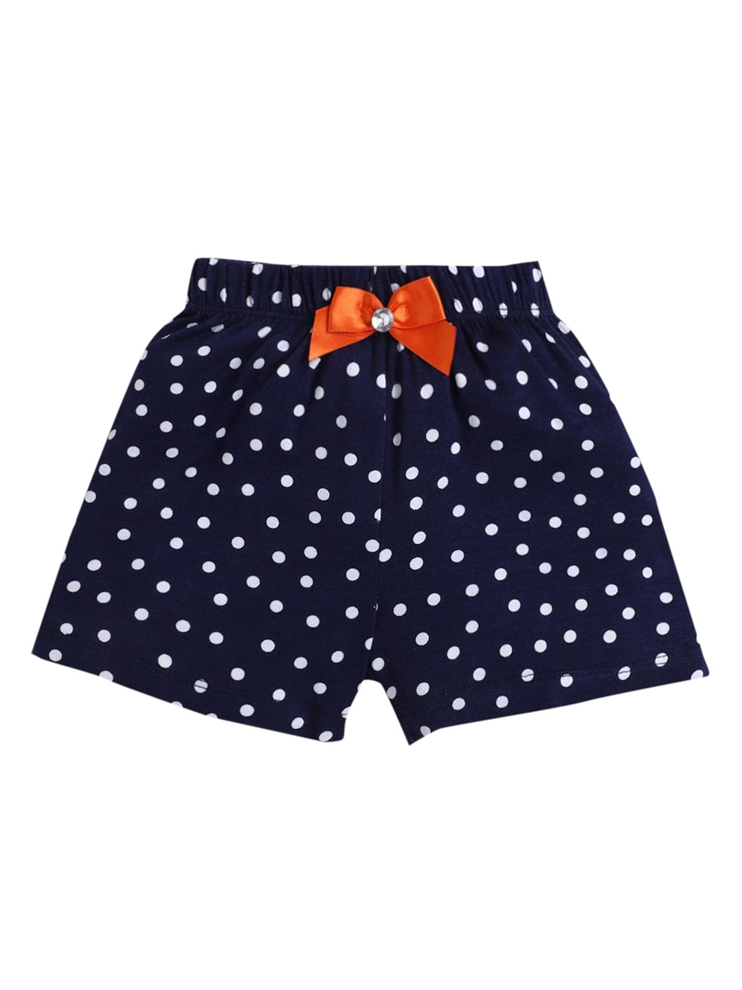 

Hopscotch Girls Navy Blue Polka Dot Printed Shorts