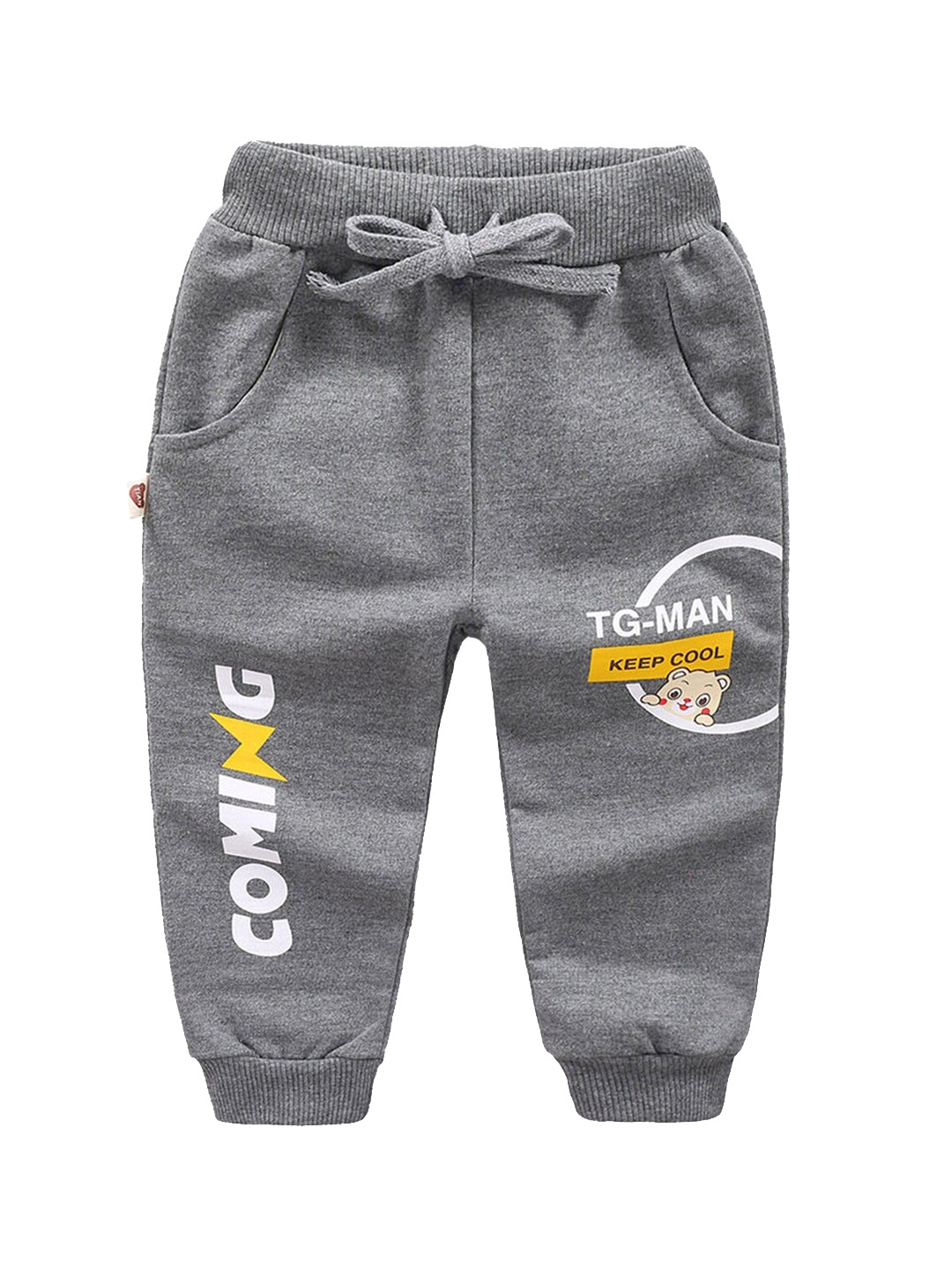 

Hopscotch Boys Grey Solid Pure Cotton Track Pants