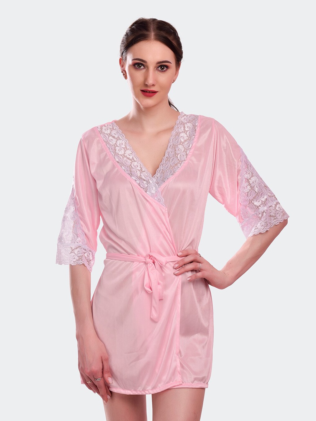 

Fleurt Women Pink Satin Baby Doll