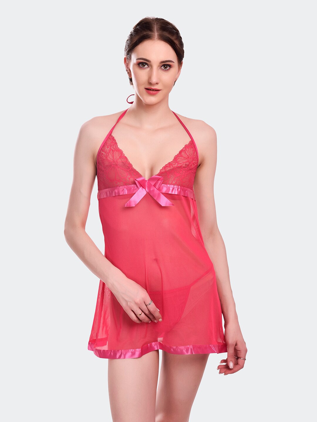 

Fleurt Pink Halter Neck Baby Doll