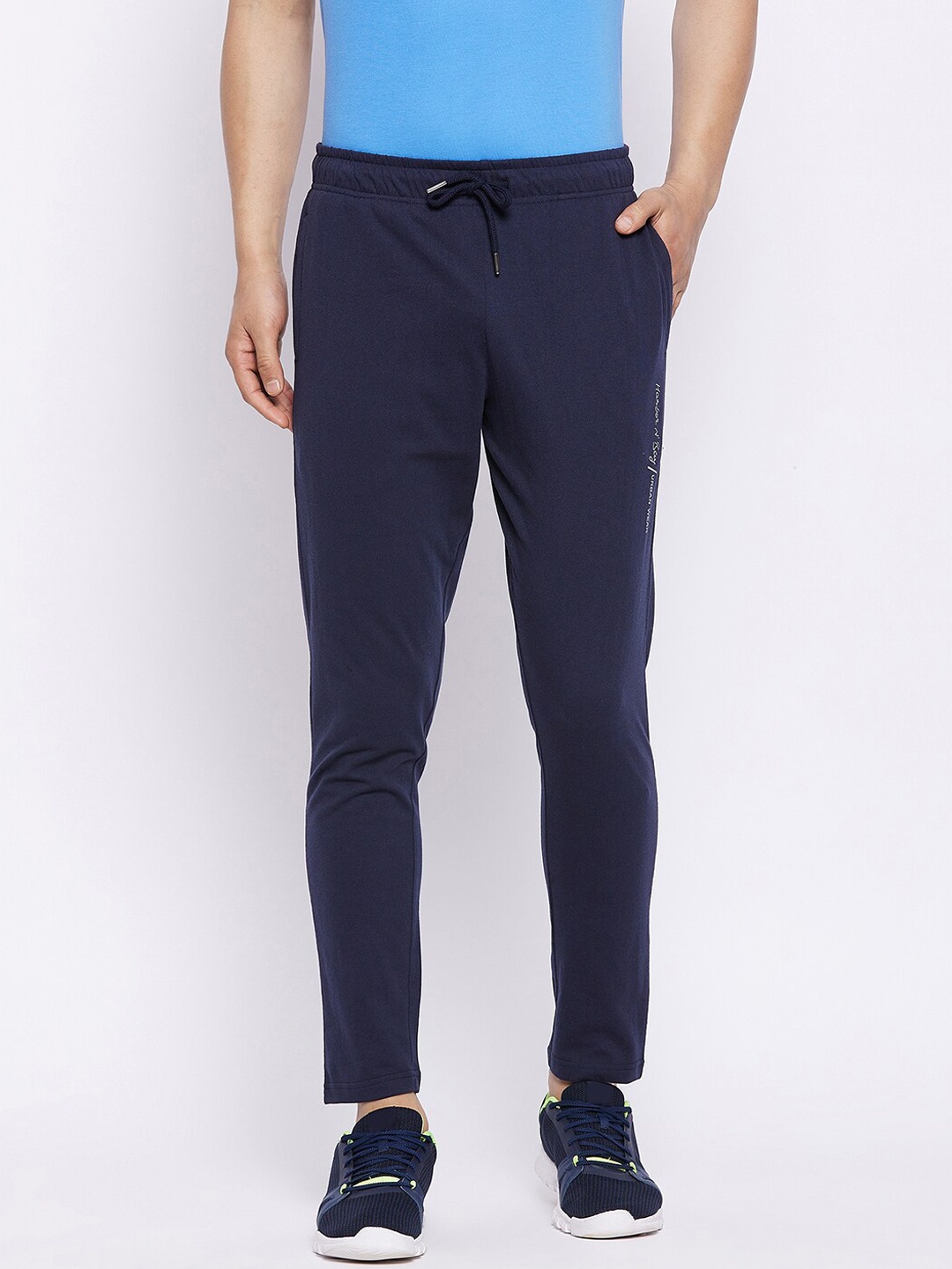 

HARBOR N BAY Men Navy Blue Solid Regular-Fit Cotton Track Pants