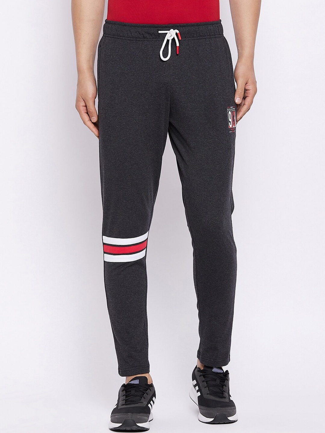 

HARBOR N BAY Men Charcoal Graphic Printed Cotton Track Pants