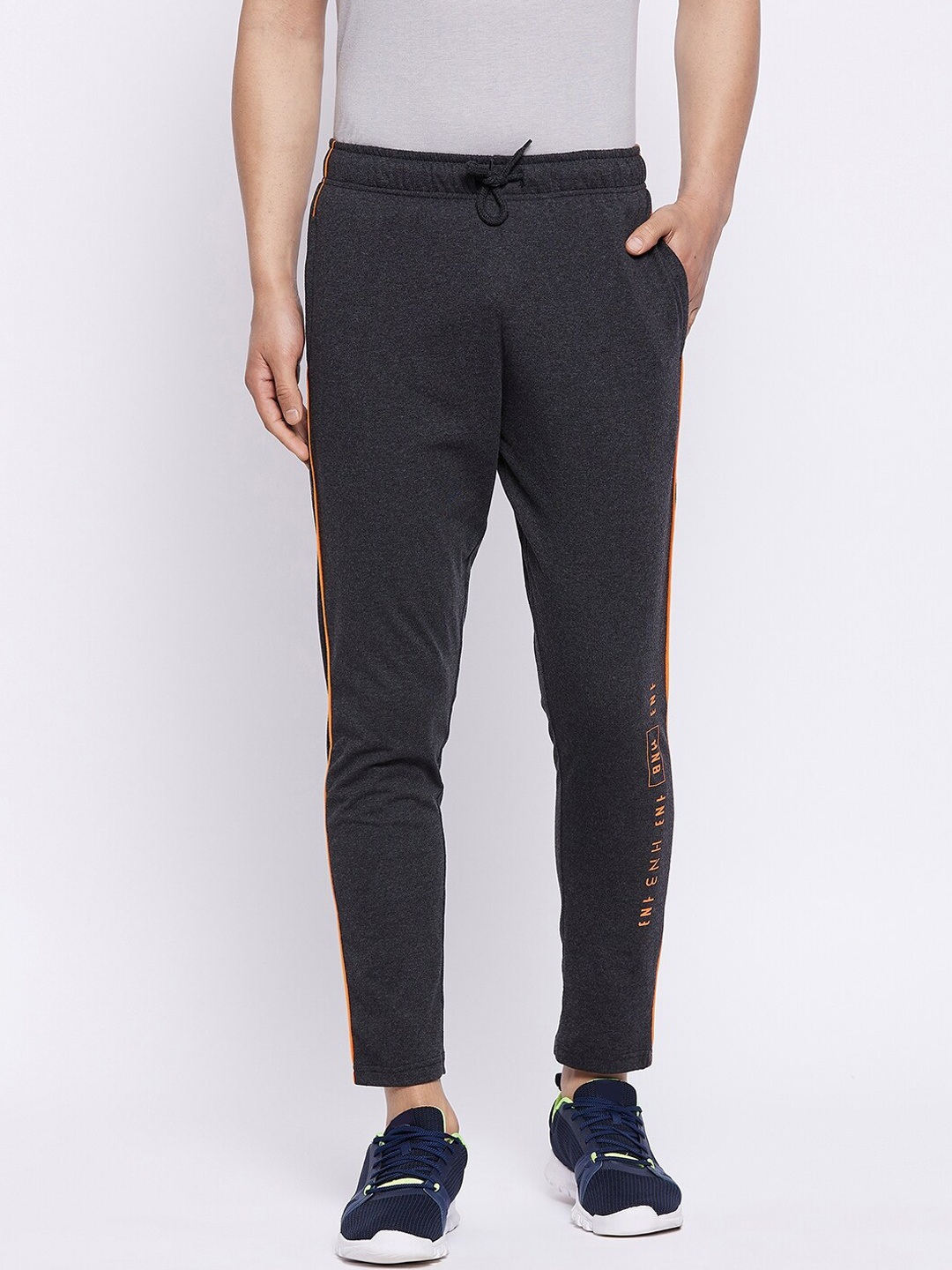 

HARBOR N BAY Men Charcoal-Grey Solid Cotton Track Pants