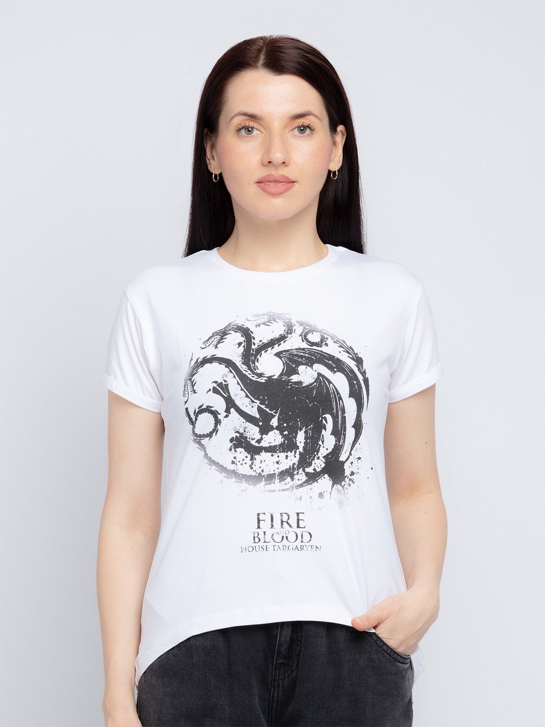 

Status Quo Women White Printed T-shirt