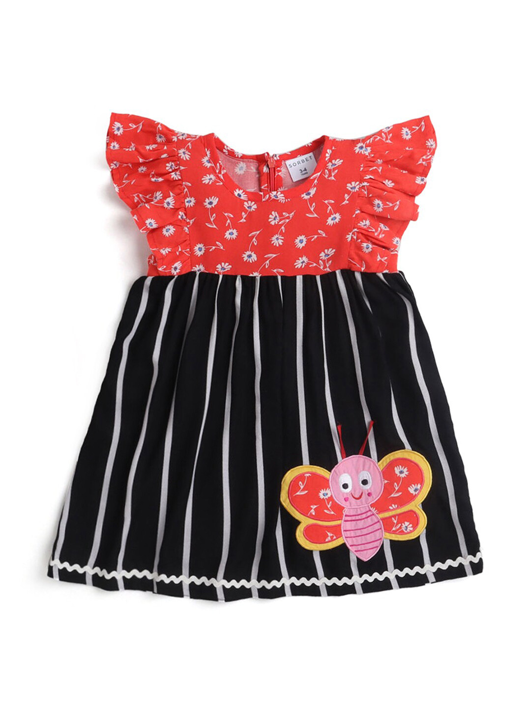 

Hopscotch Kids-Girls Multicoloured Floral Printed A-Line Dress, Multi