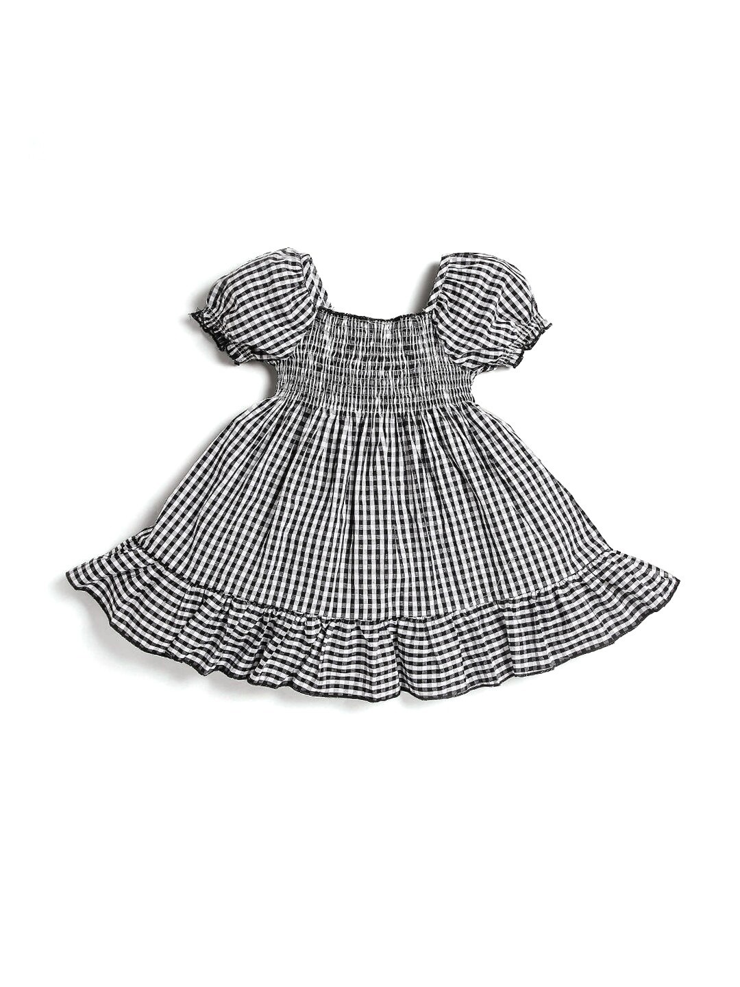 

Hopscotch Kids-Girls Black & White Checked Dress
