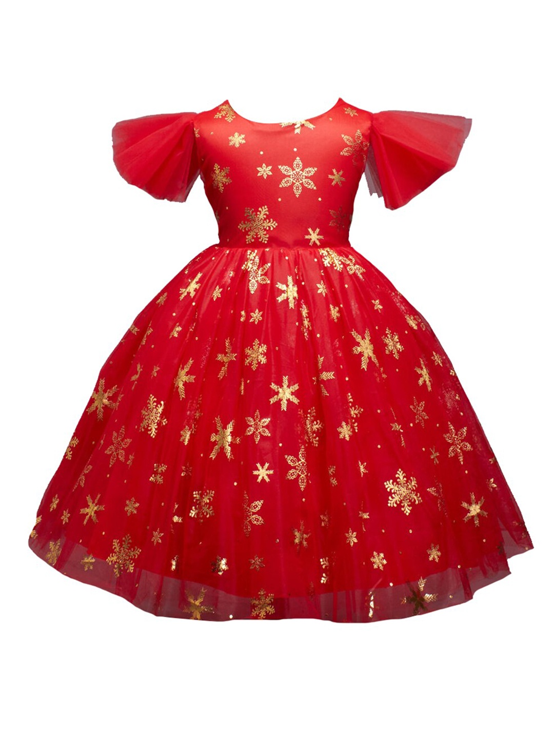 

Hopscotch Kids-Girls Red Floral Flared Dress