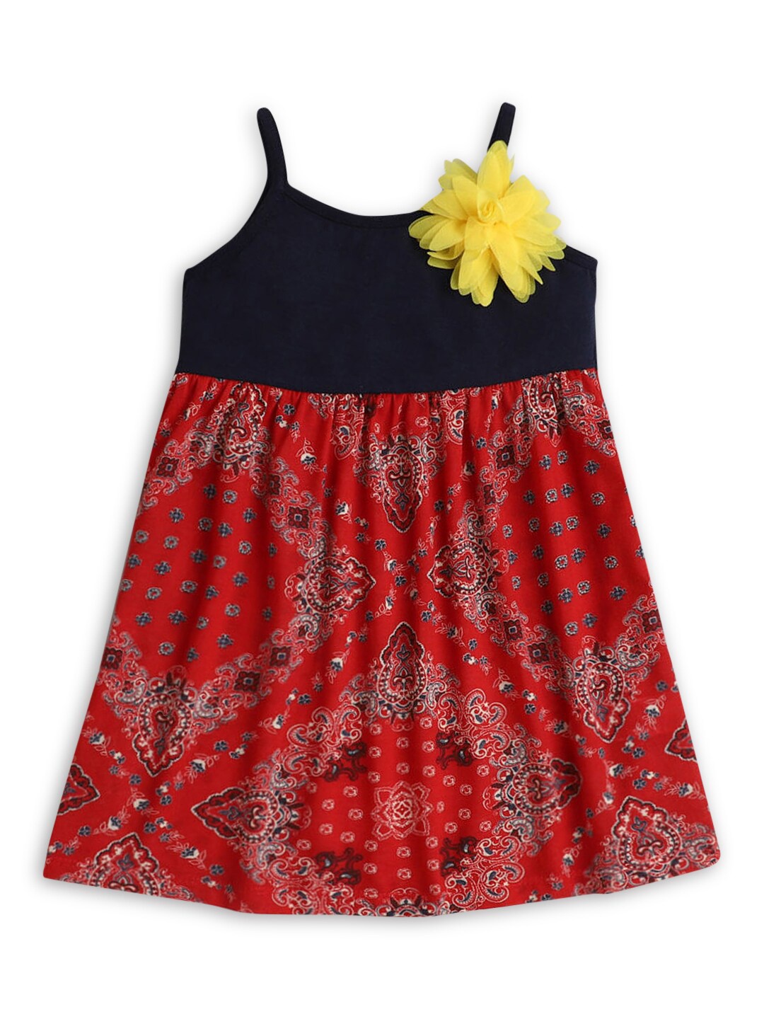 

Hopscotch Girls Navy Blue & Orange Floral Dress
