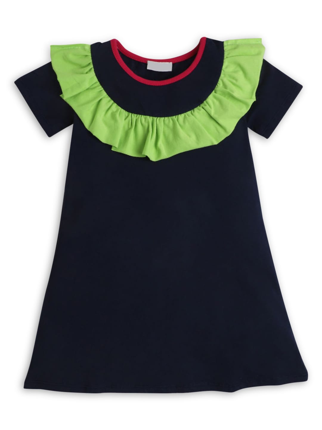 

Hopscotch Navy Blue & Green A-Line Dress
