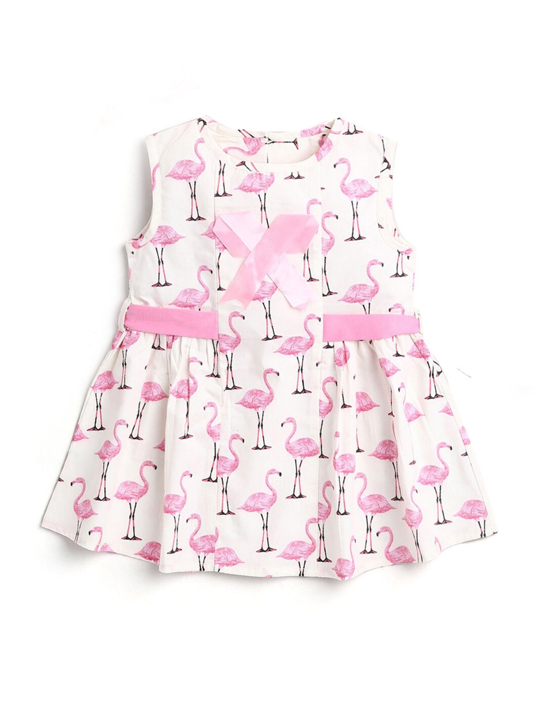 

Hopscotch Kids-Girls White Sleeveless All-Over Print Peplum Dress