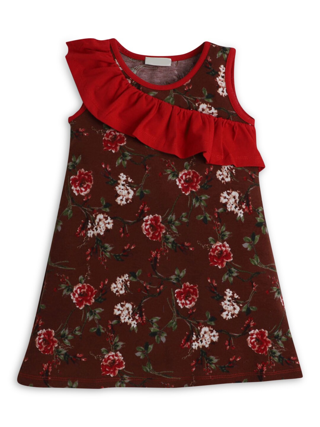 

Hopscotch Kids-Girls Brown Floral A-Line Dress