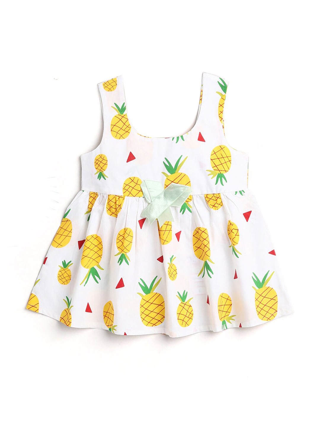 

Hopscotch Girls White Pineapple Printed Dress