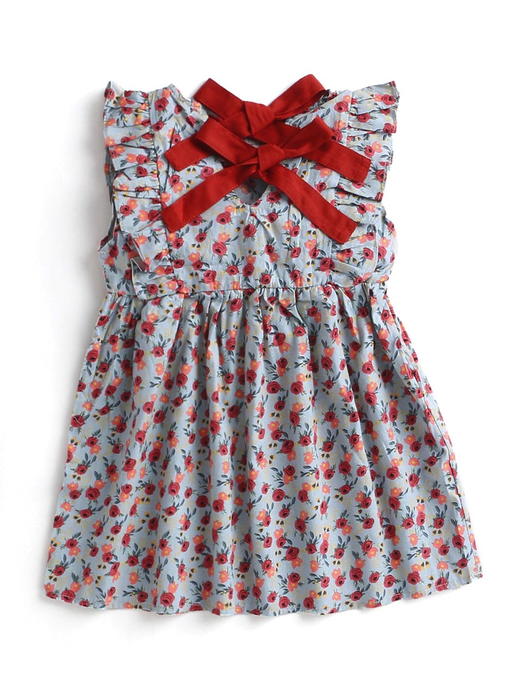 

Hopscotch Girls Off white & Red Floral Dress