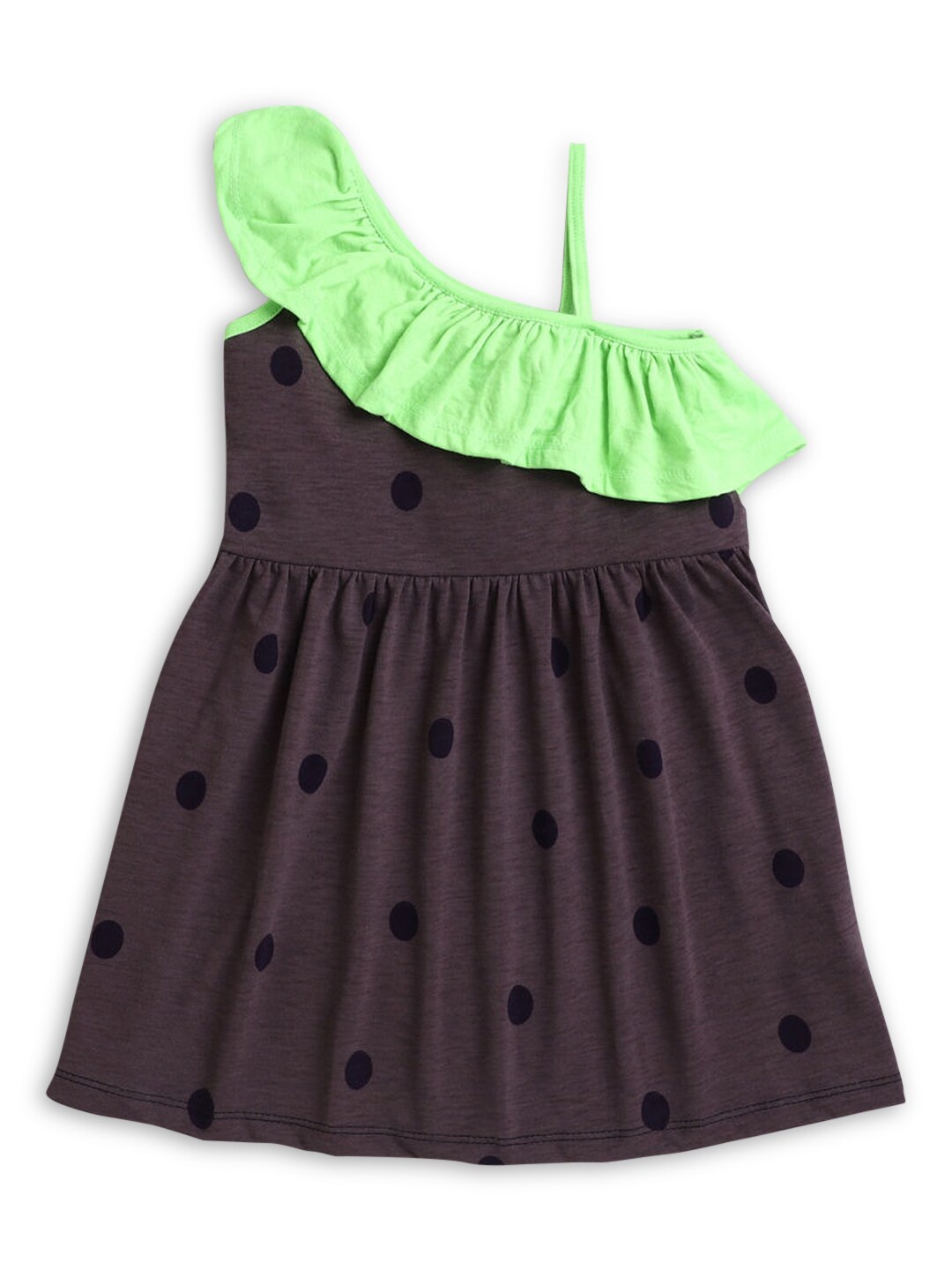 

Hopscotch Kids-Girls Multicoloured Off-Shoulder Fit and Flare Dress, Multi