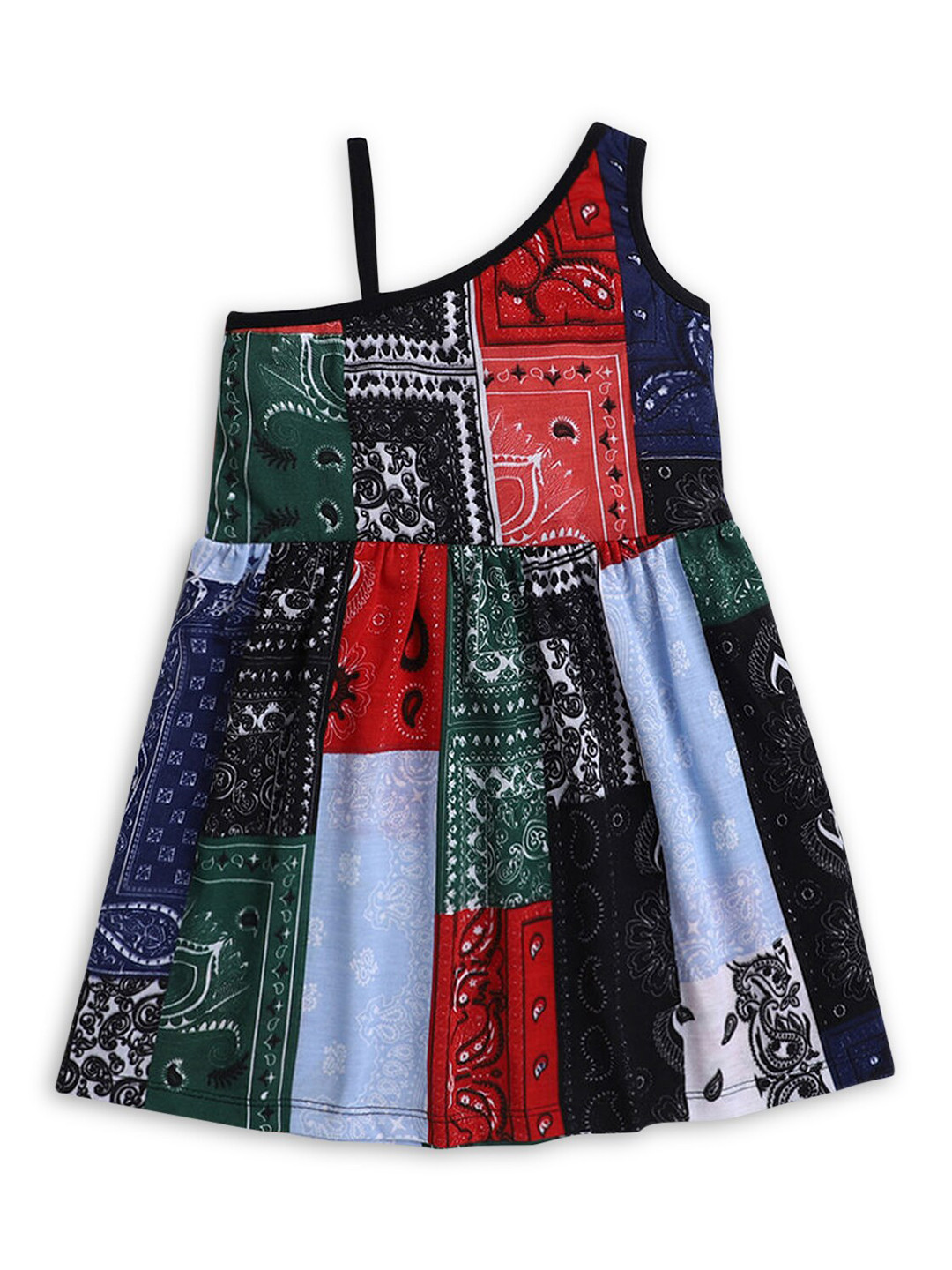

Hopscotch Kids-Girls Multicoloured Ethnic Print Dress, Multi