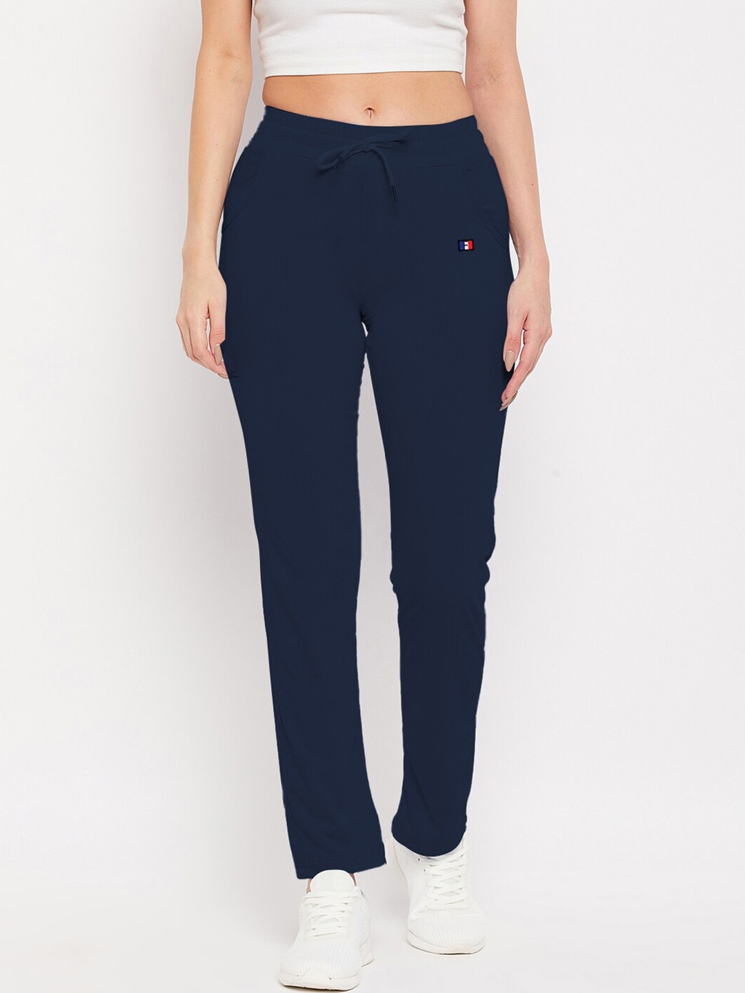 

FRENCH FLEXIOUS Women Navy Blue Solid Straight Fit Track Pants