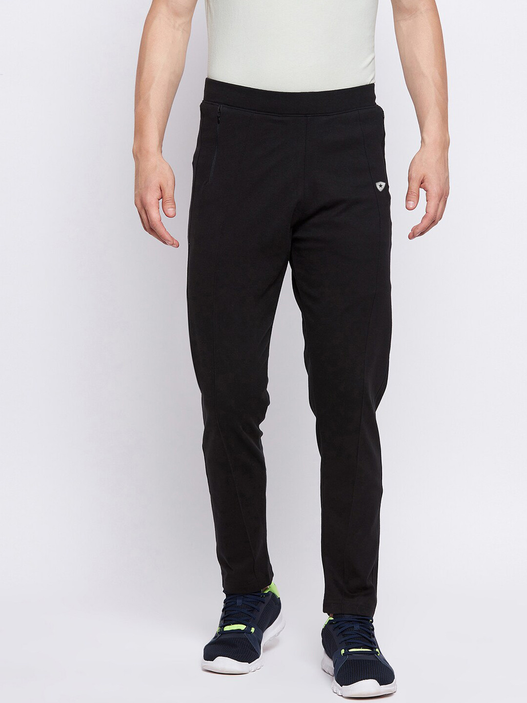 

FRENCH FLEXIOUS Men Black Solid Track Pants
