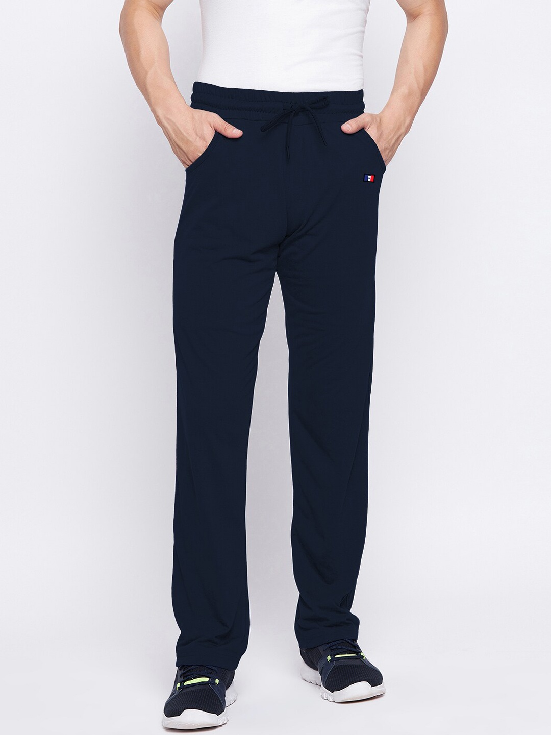 

FRENCH FLEXIOUS Men Navy Blue Solid Straight-Fit Track Pants