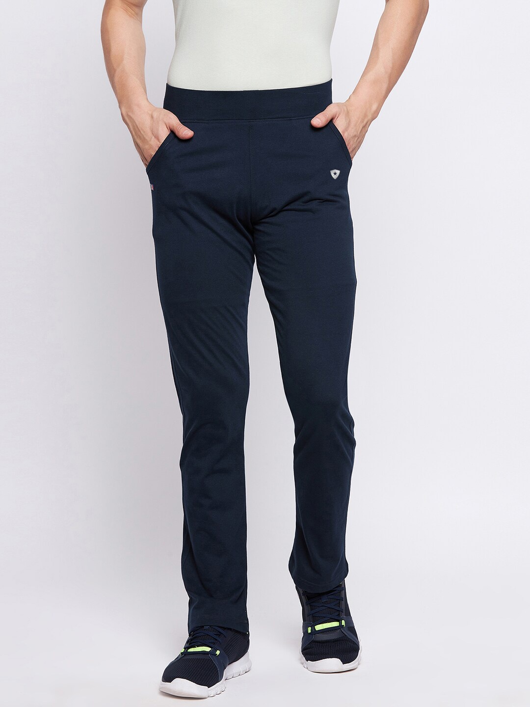 

FRENCH FLEXIOUS Men Navy Blue Solid Straight Fit Track Pant