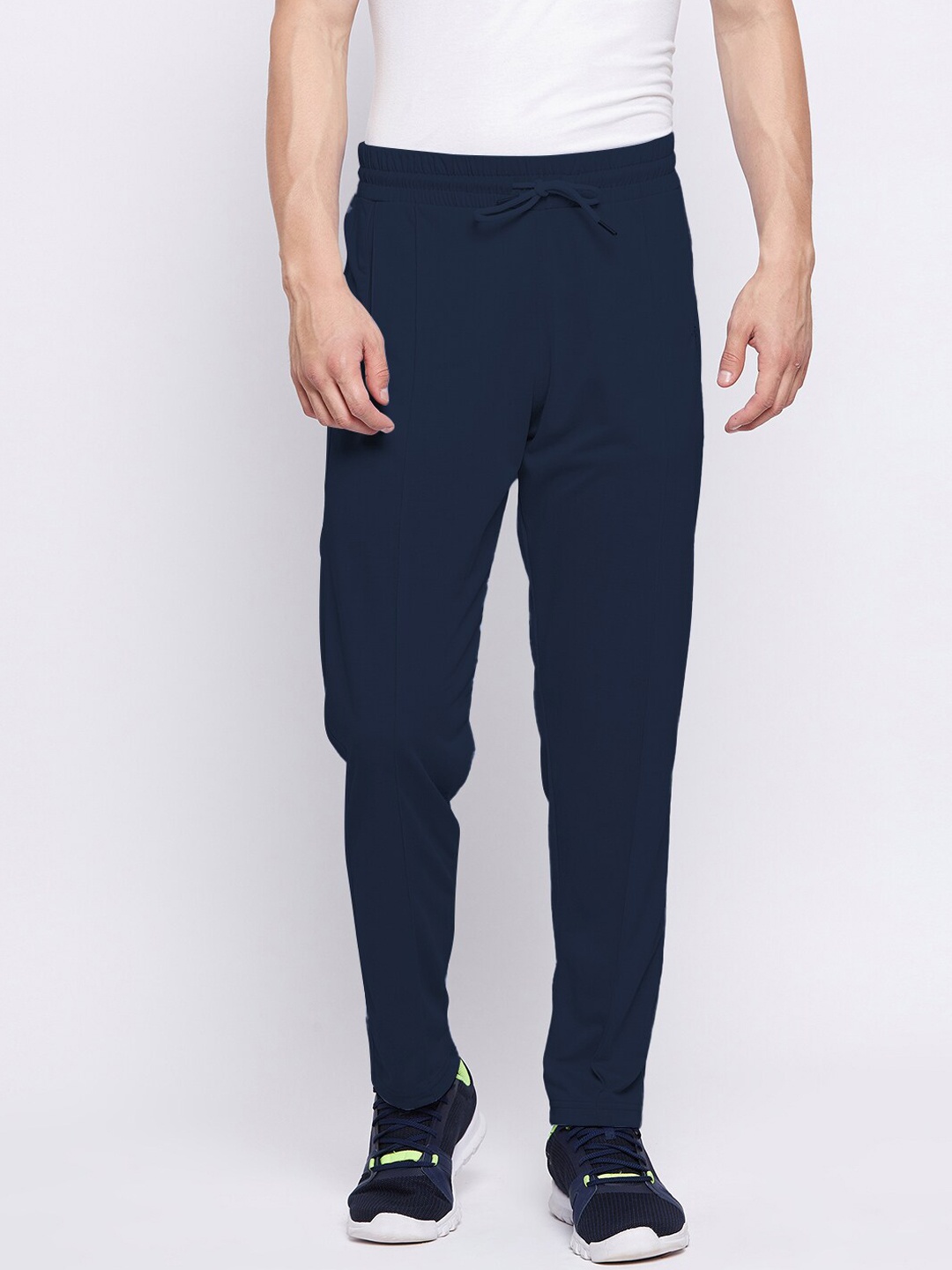 

FRENCH FLEXIOUS Men Navy Blue Solid Straight Fit Track Pants