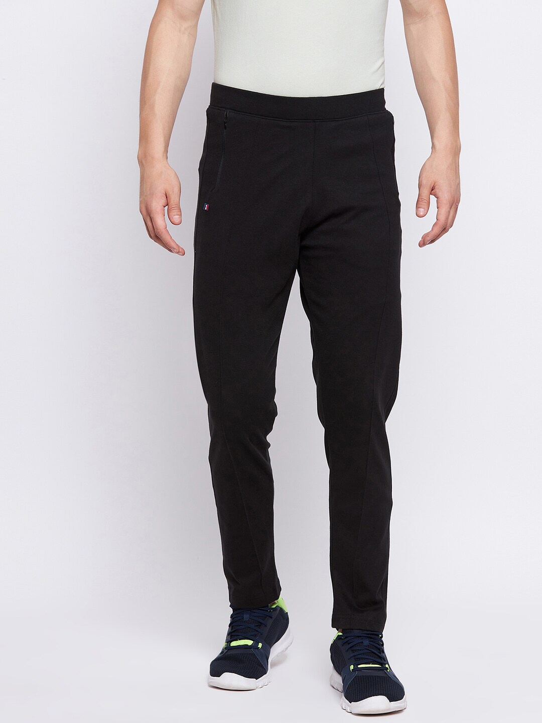 

FRENCH FLEXIOUS Men Black Solid Track Pants