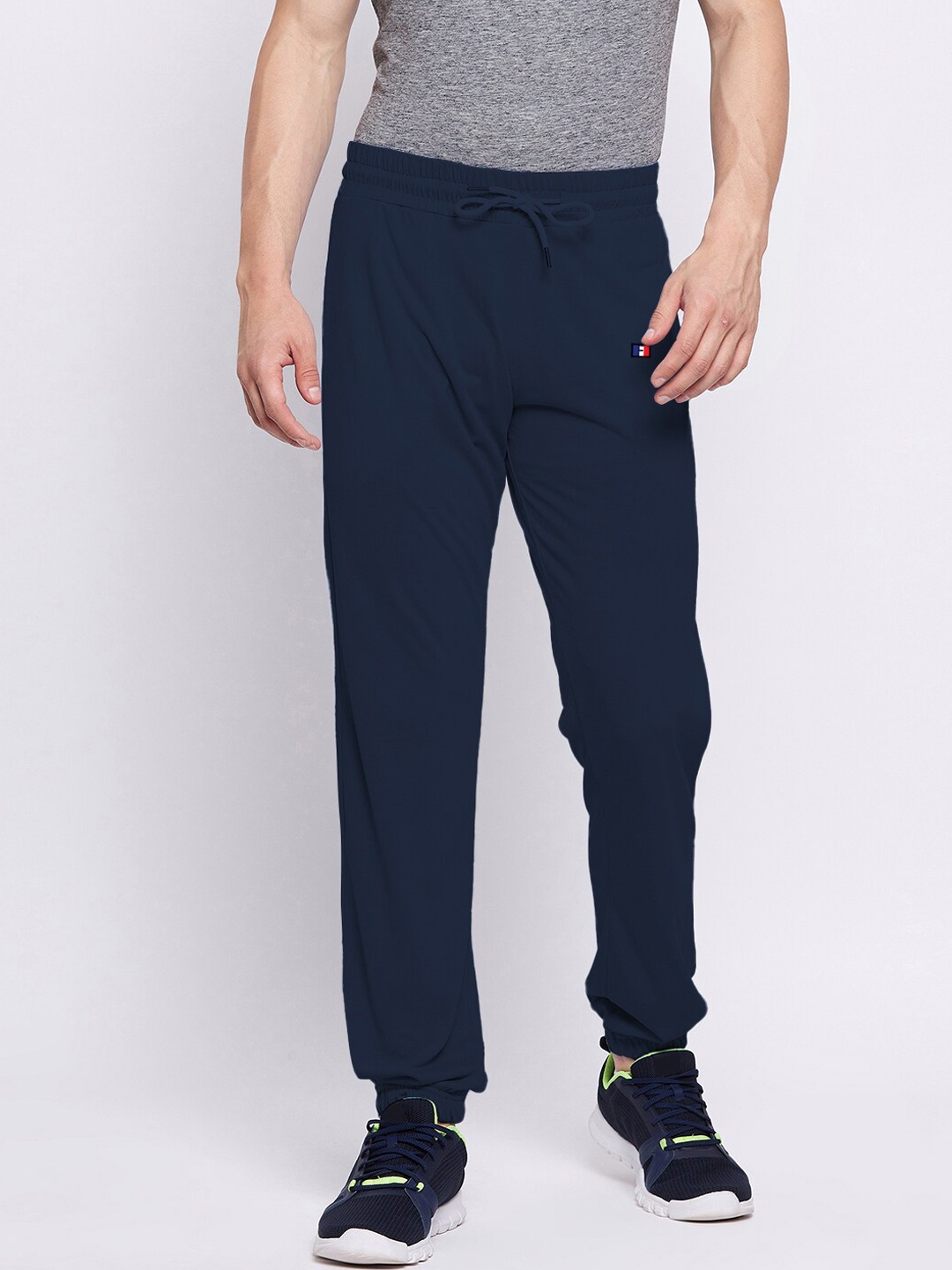 

FRENCH FLEXIOUS Men Navy Blue Solid Straight-Fit Joggers