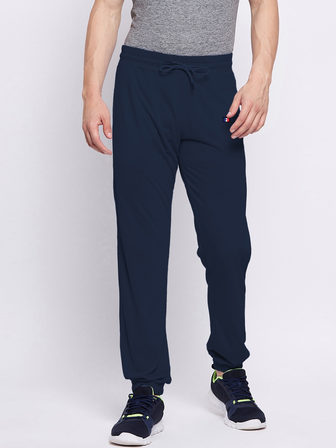 

FRENCH FLEXIOUS Men Navy Blue Solid Straight-Fit Track Pants