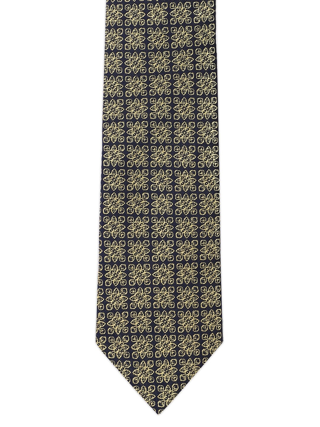 

Louis Philippe Men Yellow & Black Printed Broad Tie