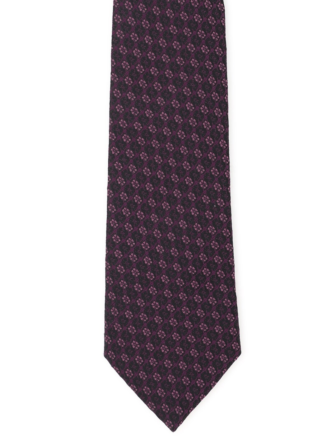 

Louis Philippe Men Purple & Black Printed Broad Tie