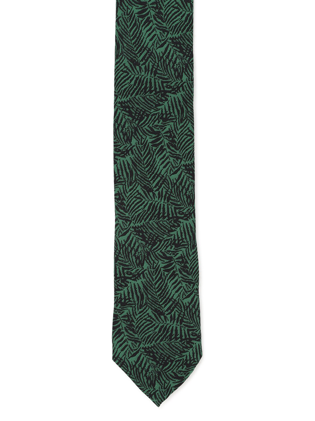 

Louis Philippe Men Green & Black Printed Broad Tie