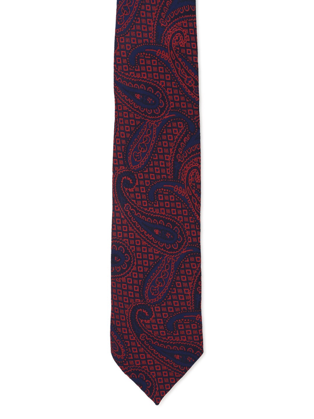 

Louis Philippe Men Maroon & Navy Blue Printed Broad Tie