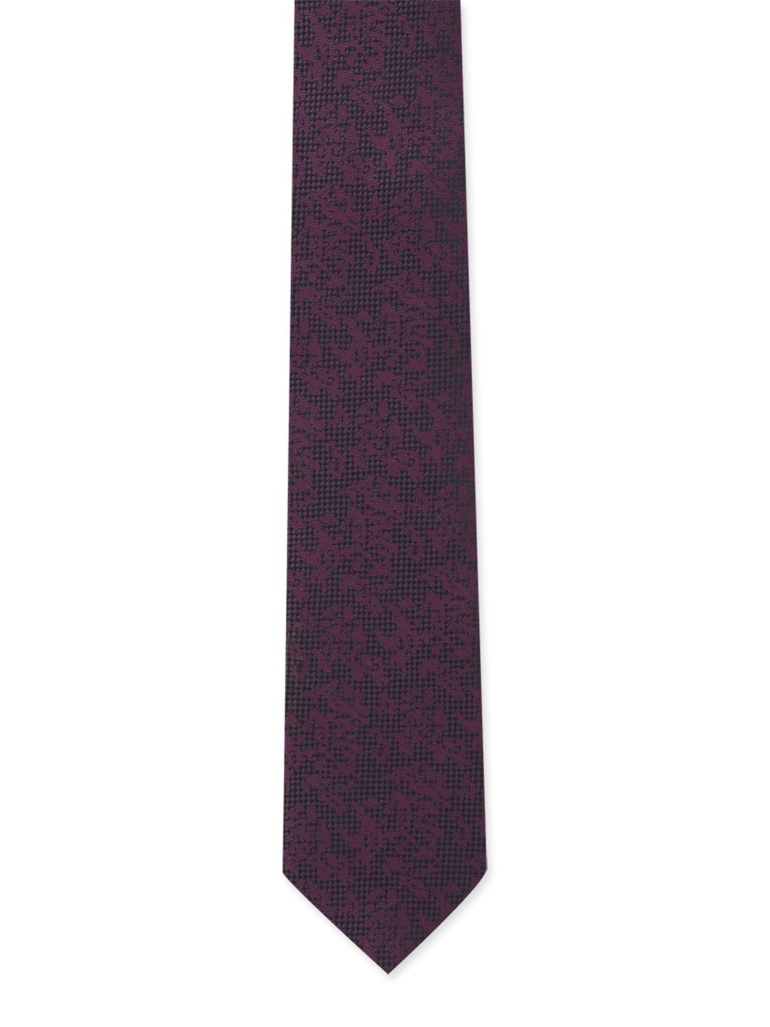 

Louis Philippe Men Purple & Black Printed Broad Tie