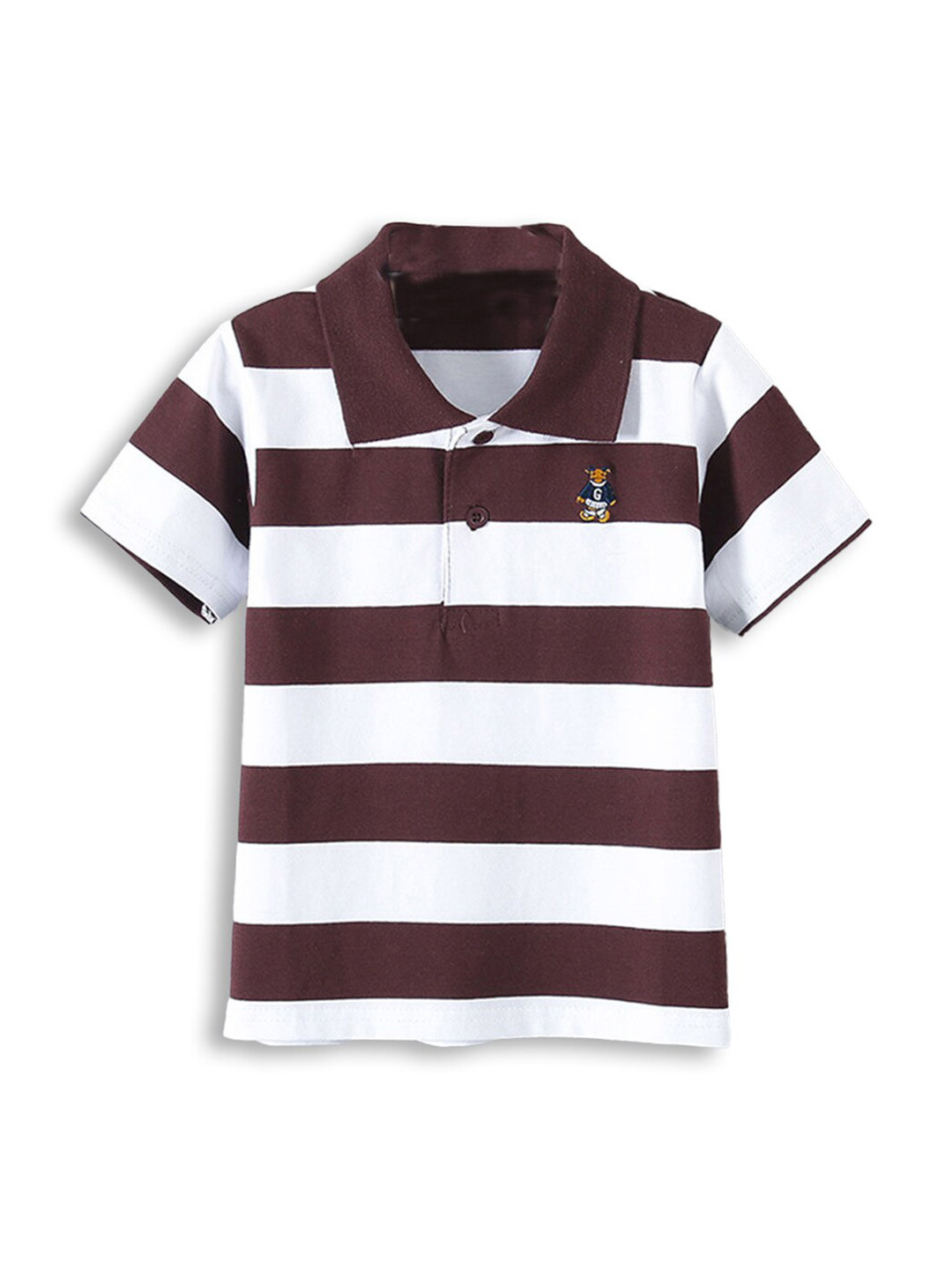 

Hopscotch Boys Brown Striped Polo Collar T-shirt