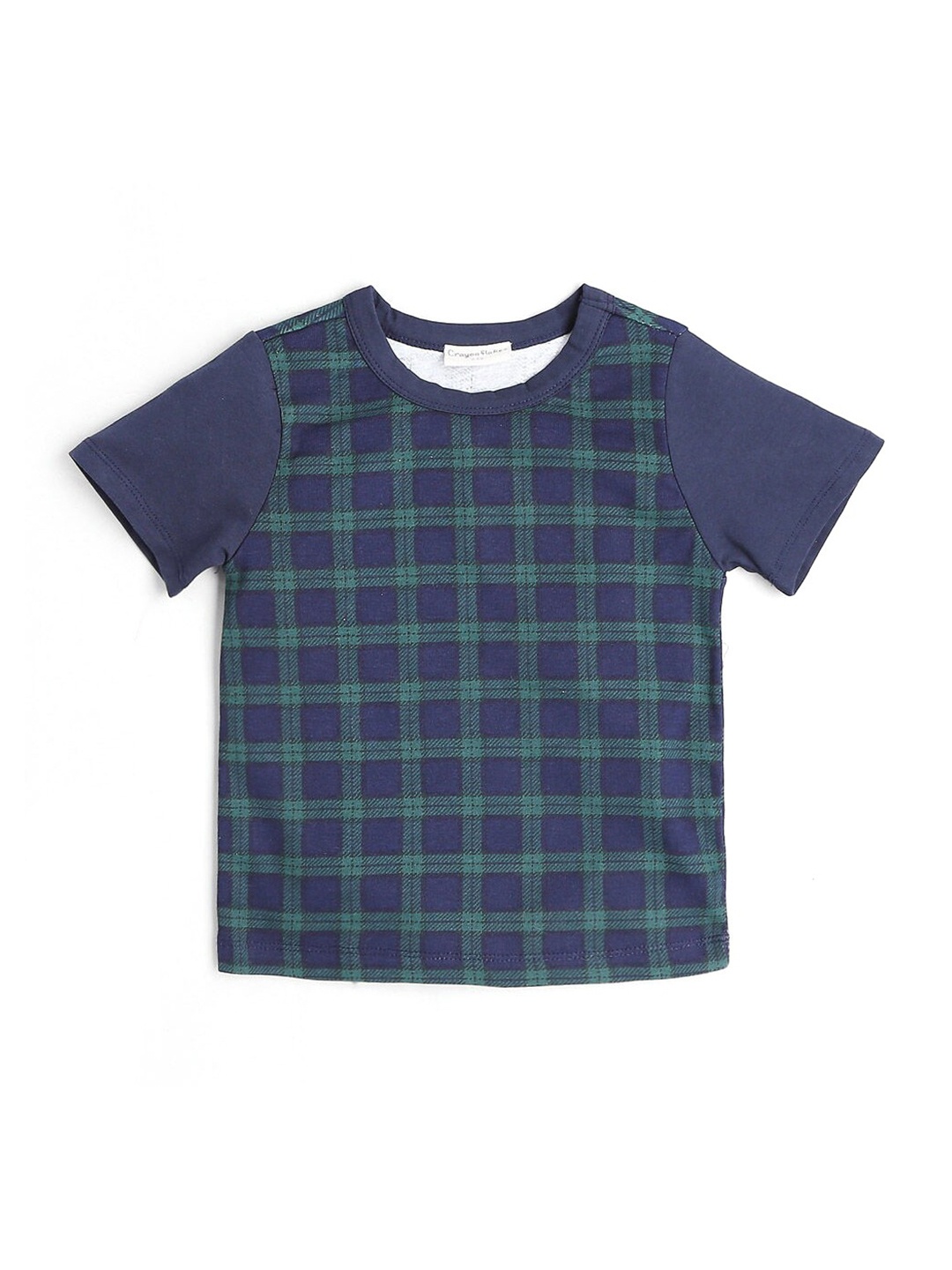 

Hopscotch Boys Navy Blue & Green Checked T-shirt