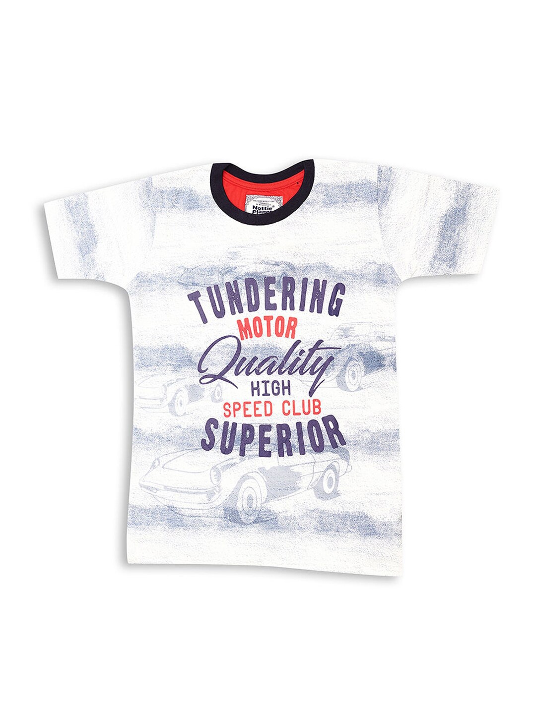 

Hopscotch Boys Blue Typography Striped Applique T-shirt