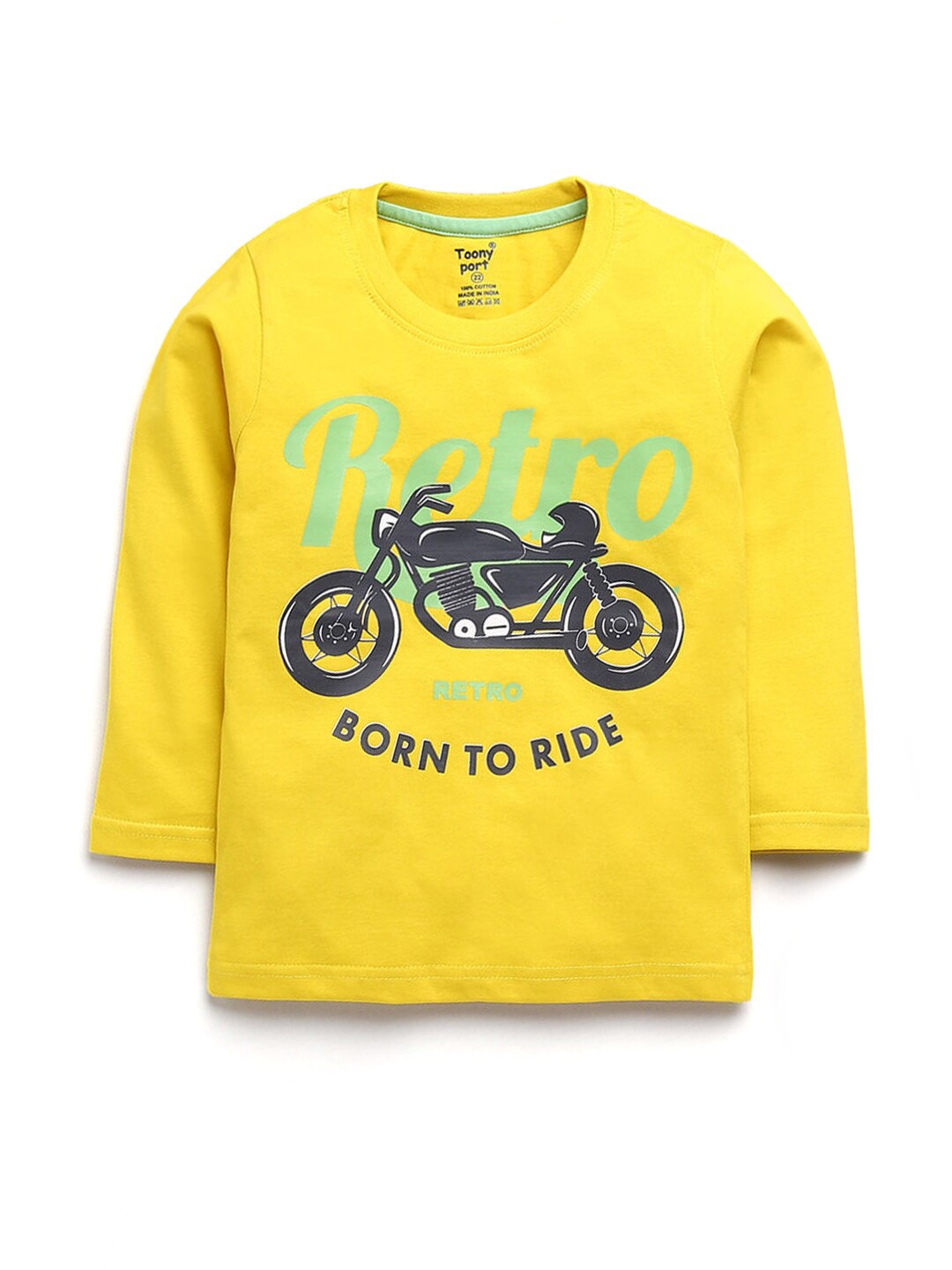 

Hopscotch Boys Yellow Biker Printed T-shirt