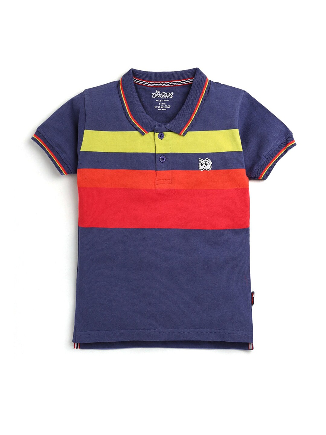 

Hopscotch Boys Navy Blue Colourblocked T-shirt