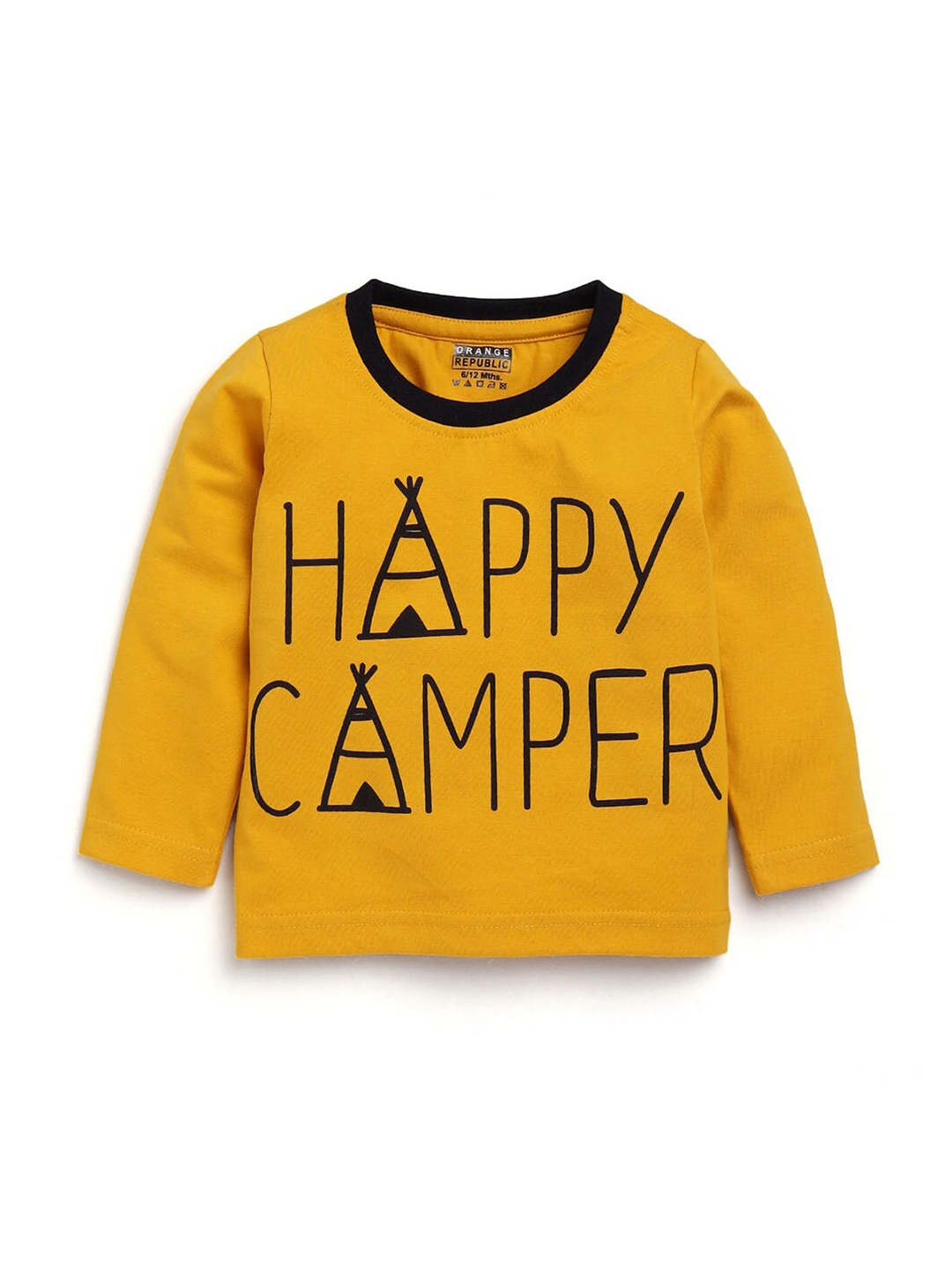 

Hopscotch Boys Yellow Typography Printed Applique T-shirt