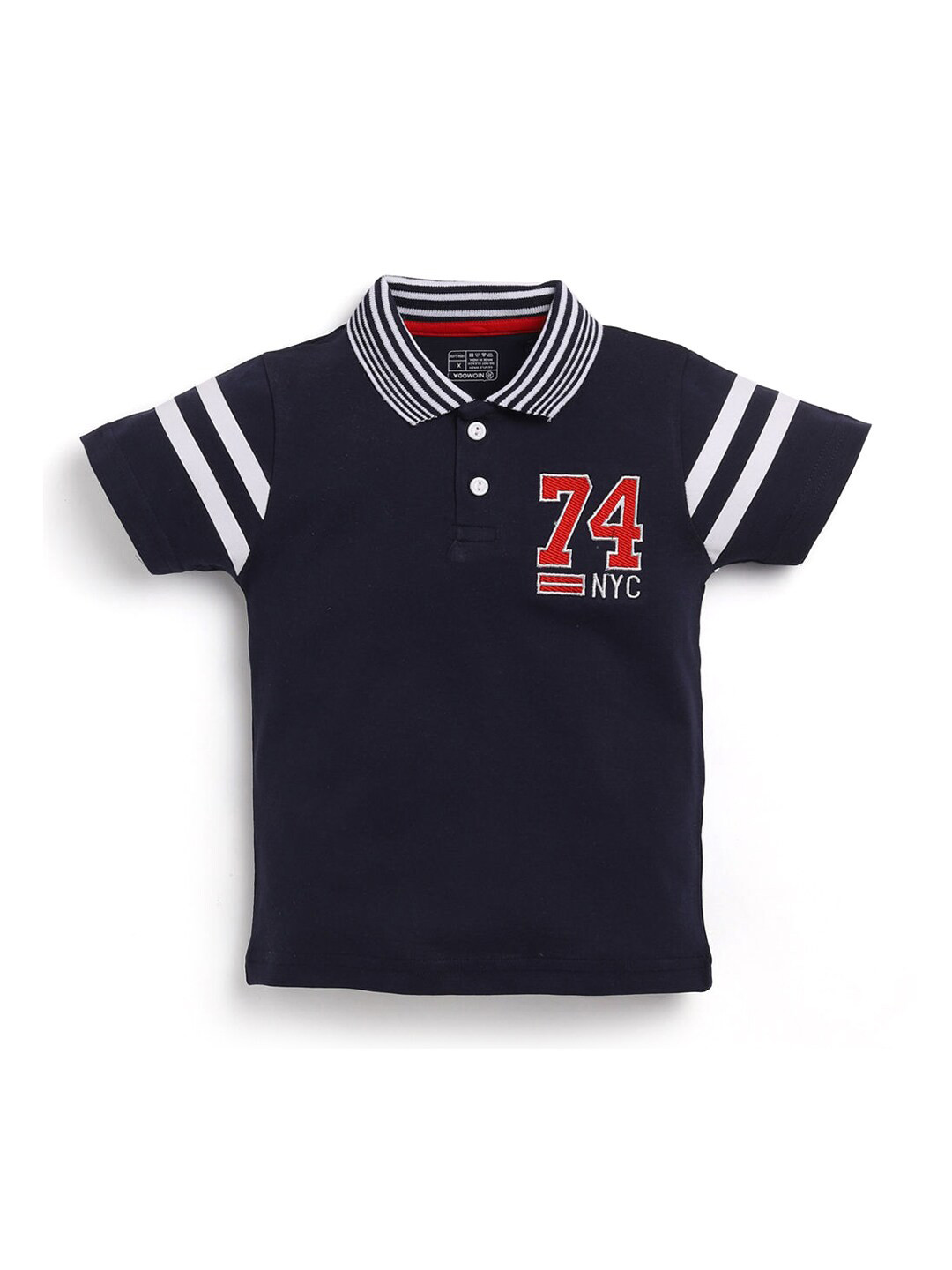 

Hopscotch Boys Navy Blue Polo Collar Applique T-shirt