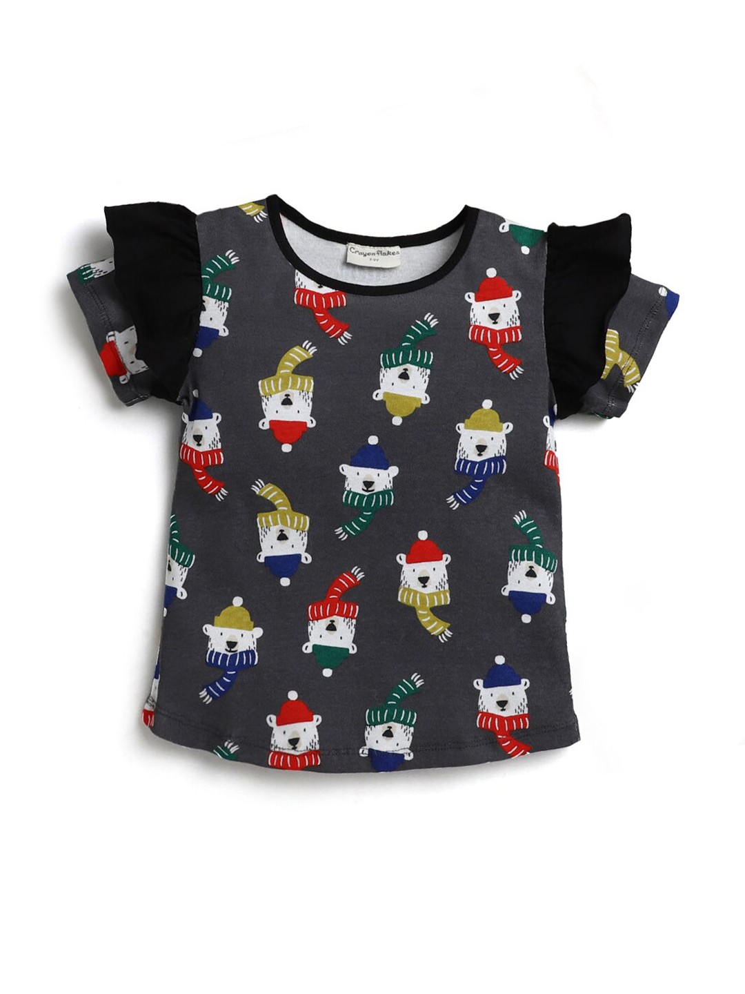

Hopscotch Girls Grey & Multicoloured Printed T-shirt
