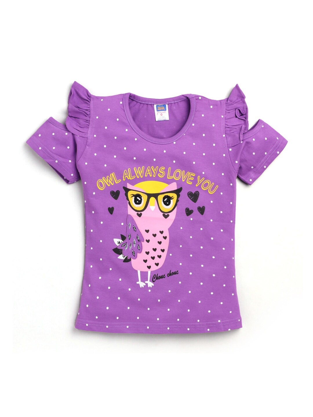 

Hopscotch Kids-Girls Purple Polka Dot Print Short-Sleeve Printed T-shirt