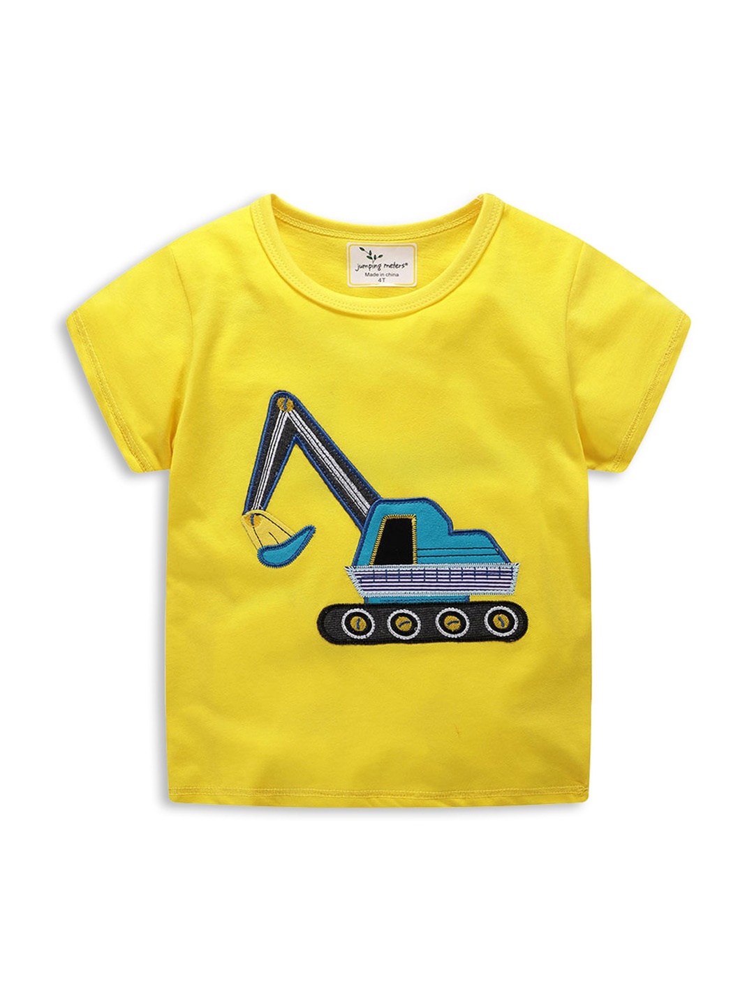 

Hopscotch Boys Yellow Graphic Printed T-shirt