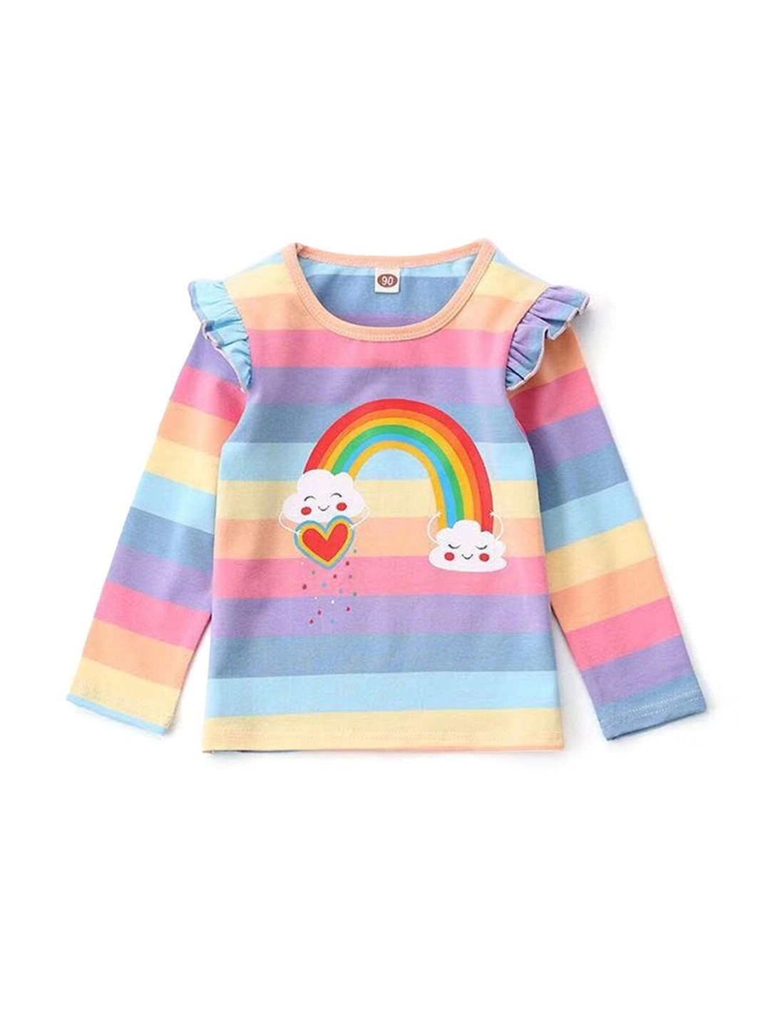 

Hopscotch Girls Multicoloured Striped Cotton T-shirt, Multi