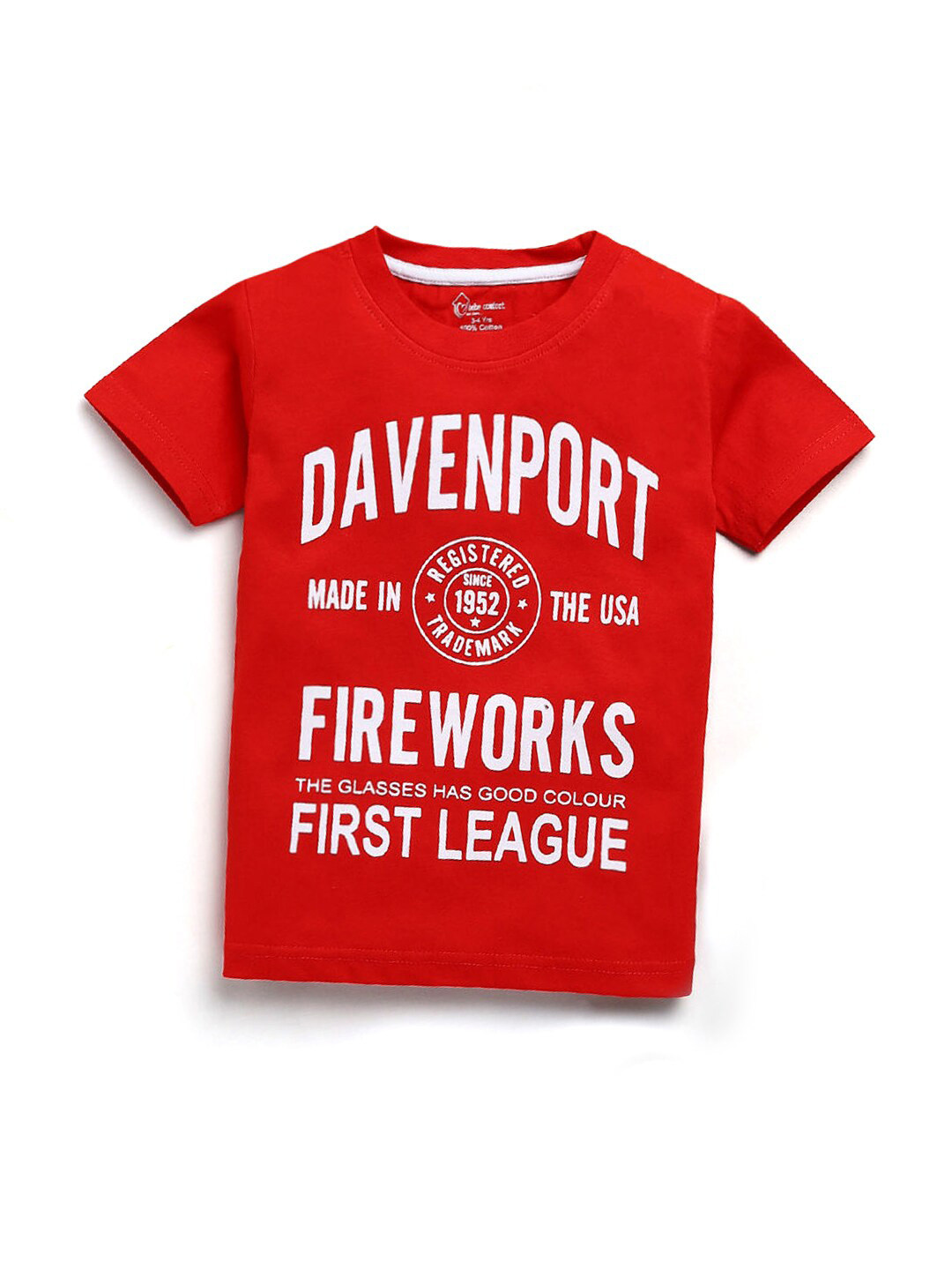 

Hopscotch Boys Red Printed Applique T-shirt