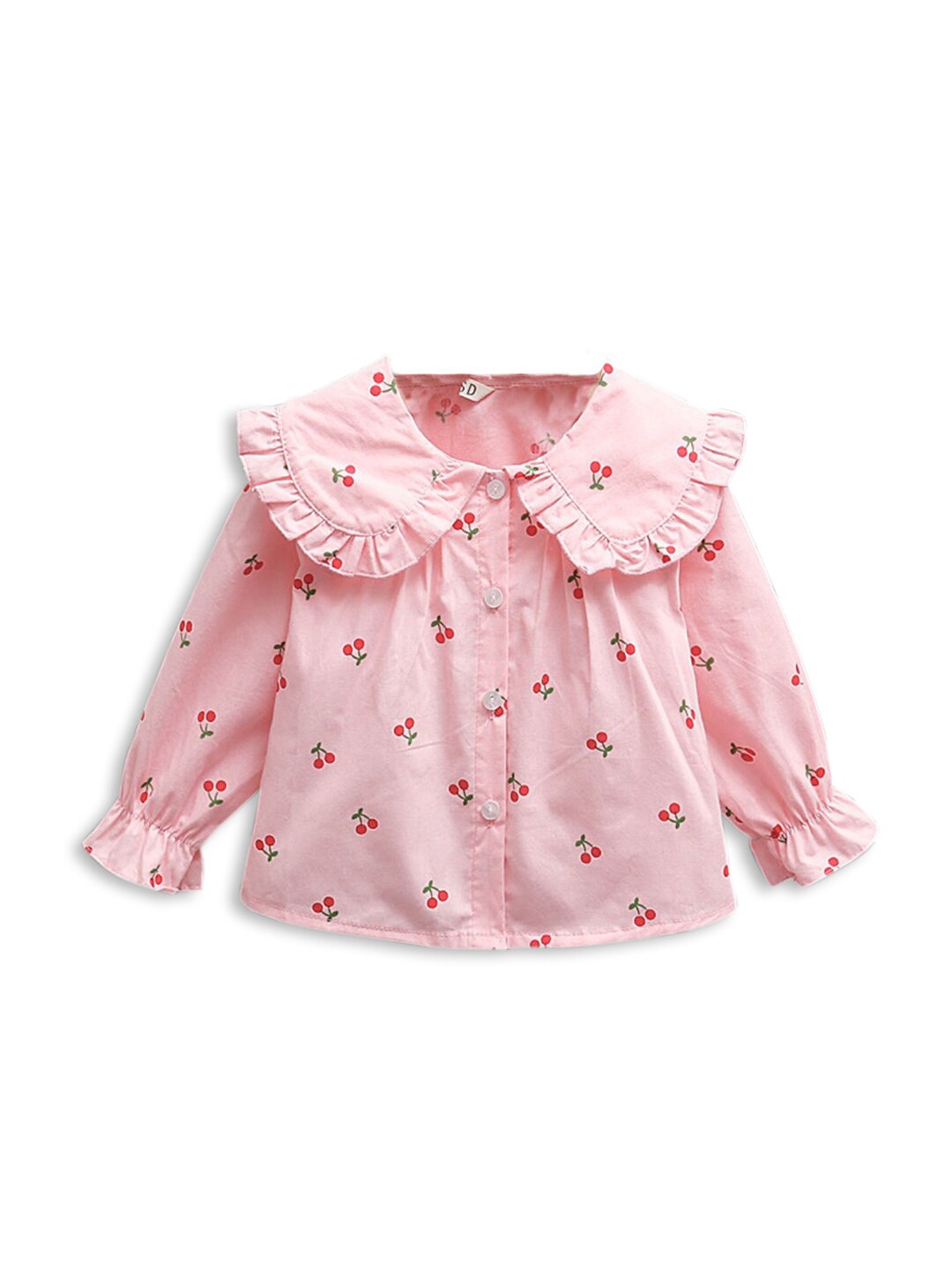 

Hopscotch Girls Pink Tropical Printed Peter Pan Collar Top