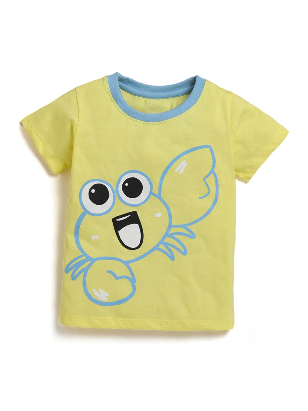 

Hopscotch Boys Yellow Printed Cotton T-shirt