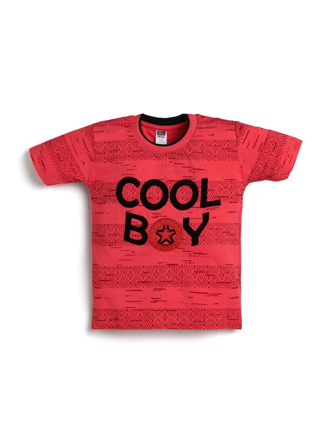 

Hopscotch Boys Red Typography Printed T-shirt