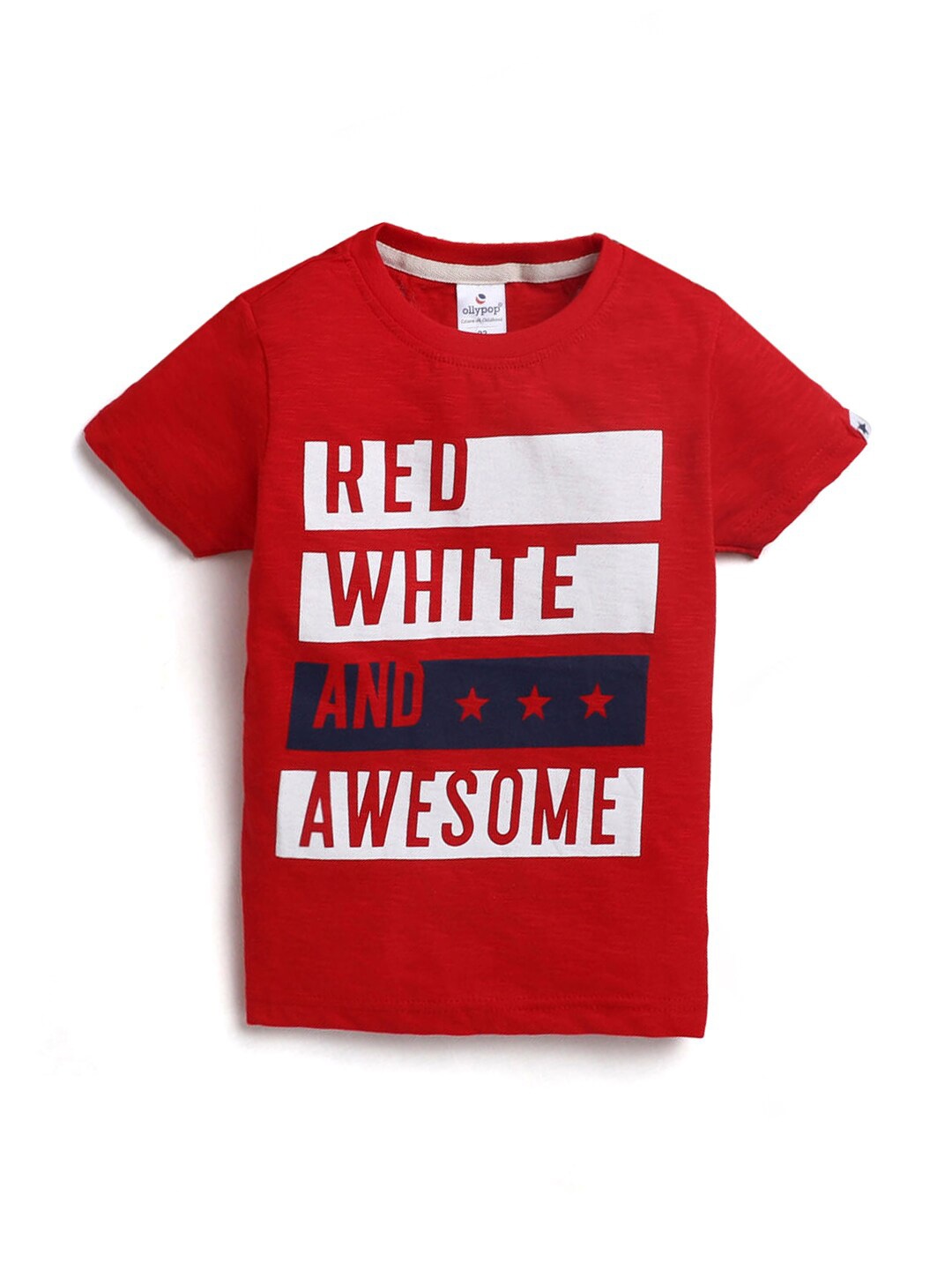 

Hopscotch Boys Red Typography Printed T-shirt