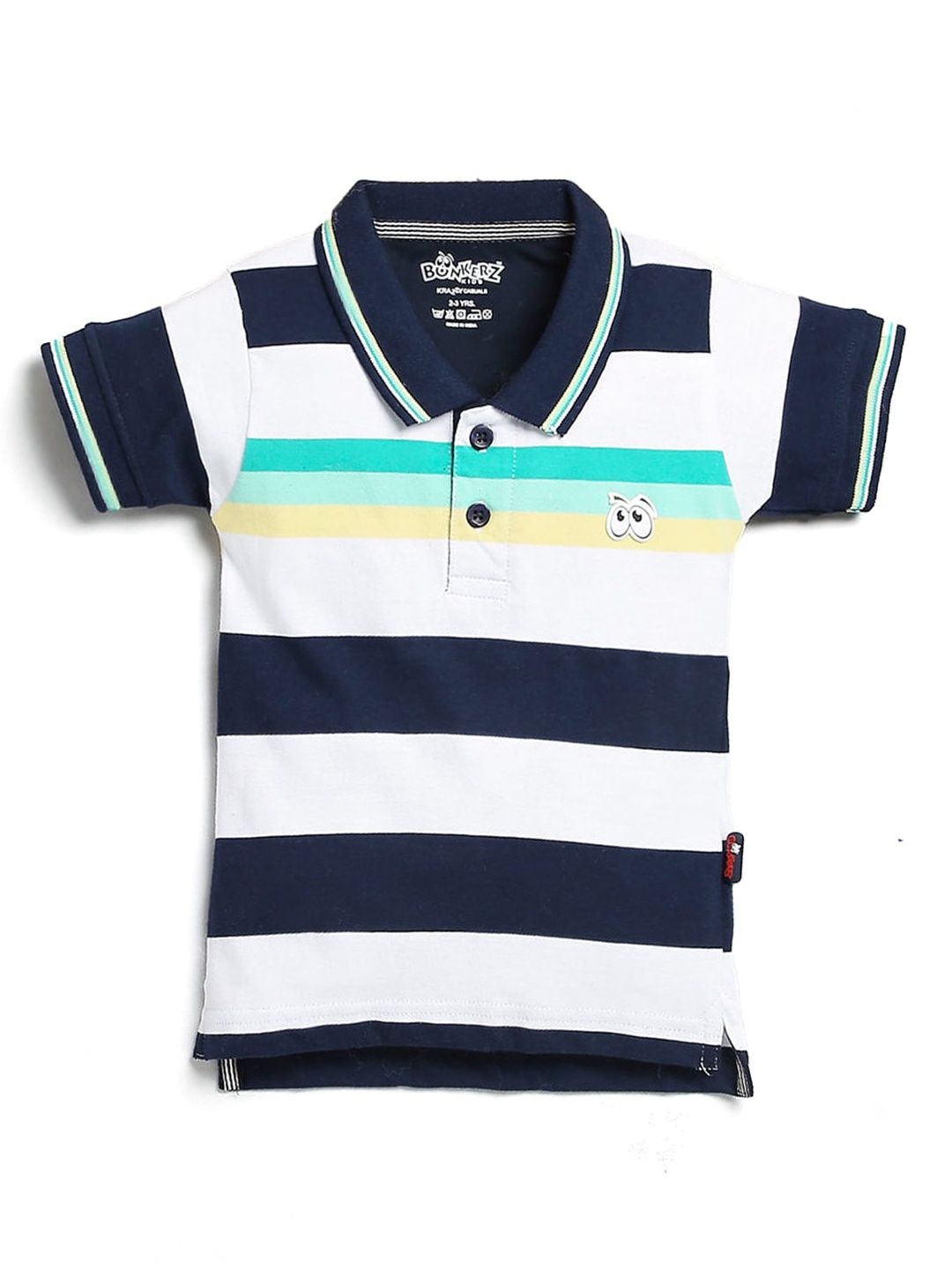 

Hopscotch Boys Multicoloured Striped Polo Collar T-shirt, Multi